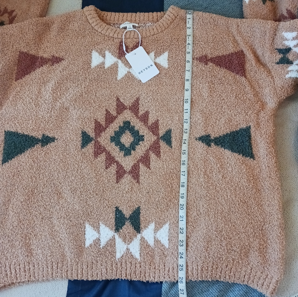 Heyson Heavy Weight Aztec Pattern Ultra Soft Sweater NWT Size 2XL - Picture 11 of 12